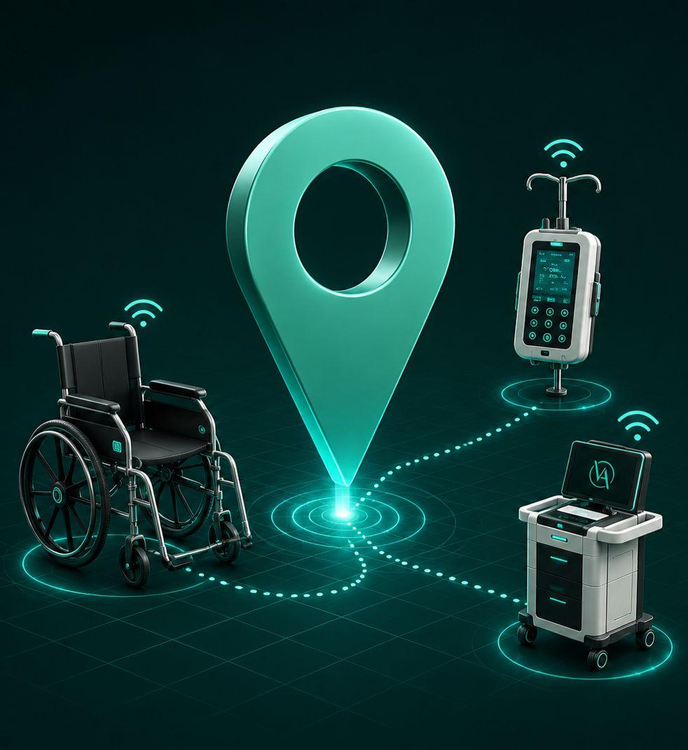 Asset and equipment tracking system for healthcare machines and mobile equipment