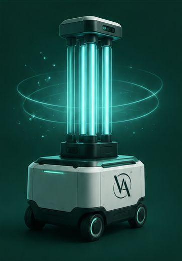 UV-C disinfection healthcare robot for hospital rooms and theatres